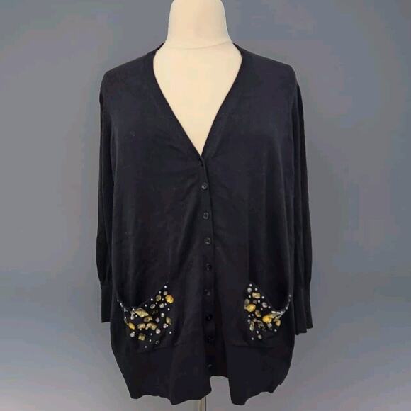 Apt. 9 Black Embellished Pockets Cardigan Size 2X - Picture 1 of 11